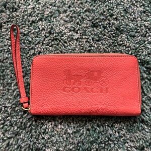Coach Peach/Coral Wristlet Wallet